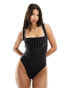 The Frolic omura lettuce edge ruched bust swimsuit in black