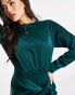 NaaNaa long sleeve satin dress with wrap tie in teal