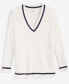 Women's V-Neck Tipped Sweater, Created for Macy's