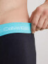 Calvin Klein cotton stretch trunks 3 pack in black with coloured waistband