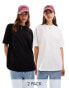 Miss Selfridge oversized t shirt 2 pack in black and white