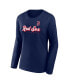 Women's Navy Boston Red Sox Run The Bases Long Sleeve T-shirt and Cuffed Knit Hat with Pom Combo Set