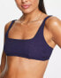 & Other Stories crop textured bikini top in navy