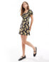 Miss Selfridge babydoll mini dress in lemon print