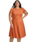 Plus Size Faux-Suede Fit & Flare Dress