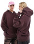 COLLUSION Unisex washed skater hoodie in burgundy