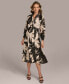 Donna Karan Women's Printed Tie-Neck Midi Dress