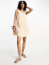 River Island strappy frill hem dress in stone