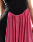 ASOS DESIGN sleeveless drape detail maxi dress in black with contrast pink