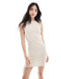 Vero Moda high neck knitted racer mini dress in cream