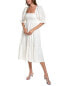 Jl Luxe Smocked Midi Dress Women's White L