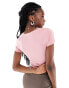 Monki super soft cropped short sleeve top with wrap front detail in pink