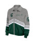 Women's Gray Distressed Michigan State Spartans Vintage-Like Throwback Windbreaker Full-Zip Jacket