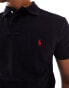 Polo Ralph Lauren slim fit pique polo with red player logo in washed black