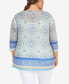 Plus Size Knit Diamond Geometric Print Top