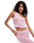 The Frolic kristen one shoulder knit beach crop top co-ord in pastel pink