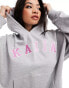 Kaiia Plus oversized logo hoodie co-ord in light grey