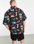 ASOS DESIGN boxy oversized shirt in black photographic print