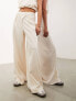 ASOS EDITION premium textured jersey wide leg trouser with asymmetric waistband in cream