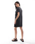 ONLY t-shirt mini dress with born to be wild graphic in washed black