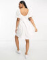 ASOS DESIGN broderie mini smock dress with curve seam in white