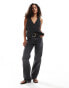 Stradivarius Petite STR straight leg jean in washed black