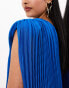 ASOS EDITION extreme pleated one shoulder maxi dress in bright blue