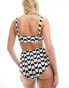 & Other Stories high waist bikini bottoms in black & white wave print