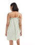 Miss Selfridge sage gingham tie shoulder smock dress