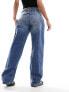 Mango straight leg jeans with pintuck detail in blue