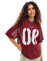 COLLUSION oversized sports tee with number graphic in dark cherry