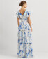 Women's Belted Tiered Floral Gown