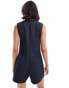 ASOS DESIGN v neck button through playsuit in navy