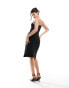 Heiress Beverly Hills premium diamante strap cut out detail midi dress in black