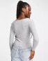 Brave Soul jane notch neck long sleeve top in grey