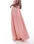 In The Style exclusive satin floaty maxi skirt co-ord in rose pink