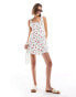 ONLY linen mix mini dress in cherry print