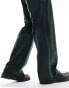 ASOS DESIGN wide leg velvet tuxedo suit trouser in green