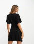 ASOS DESIGN flutter sleeve mini tea dress with buttons in black