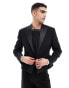 ASOS DESIGN slim cropped tuxedo suit jacket in black