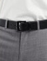 ASOS DESIGN smart leather belt with gold buckle in black