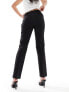 Mango slim button waist trouser in black