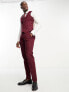 ASOS DESIGN slim linen mix suit trouser in burgundy