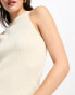 Selected Femme racer neck knitted vest in cream