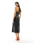 French Connection faux leather midi dress with zip detail in black