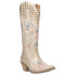 Dingo Poppy Floral Metallic Embroidery Studded Snip Toe Cowboy Womens Gold Casu