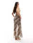 Candypants zebra print low rise maxi beach skirt in brown