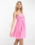 ASOS DESIGN baby doll ruched bust mini dress in pink