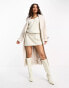 Forever New Petite formal wrap coat with tie belt in cream