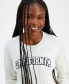 Juniors' Cable-Knit Varsity Lettering Sweater